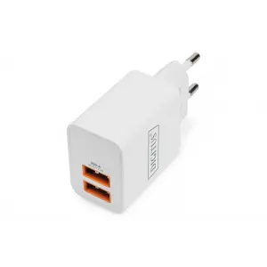 DIGITUS USB Charger 2x USB-A 15W, 2x 2,4A, white