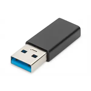 Digitus USB Tip C™ Adaptörü, USB Tip A Erkek <-> USB Tip C Dişi, 3A, 5GB (Super Speed), USB 3.0, siyah renk<br>Digitus USB Type-C Adapter, Type A to C M/F, 3A, 5GB, 3.0 Version, black