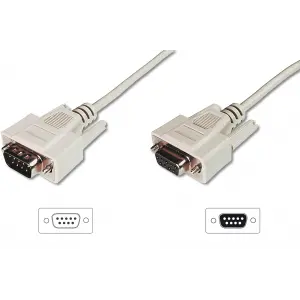Digitus Veri İletim/Seri Uzatma Kablosu, D-Sub 9 Erkek / D-Sub 9 Dişi, 5 metre, Seri, AWG28, tek kat zırhlı, bej renk<br>Digitus Data Transfer Extension Cable, D-Sub 9 M/F, 5.0m, Serial, Molded