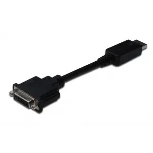 DisplayPort (DP) <-> DVI-I Adaptörü, Kablolu, DP Erkek - DVI-I (24+5) Dişi, 0.15 metre, kilit mekanizmalı, DP 1.2 uyumlu, 2x zırhlı, UL, nikel kaplama, siyah renk