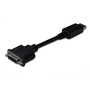 DisplayPort (DP) <-> DVI-I Adaptörü, Kablolu,  DP Erkek - DVI-I (24+5) Dişi, 0.15 metre, kilit mekanizmalı, DP 1.2 uyumlu UL,  siyah renk