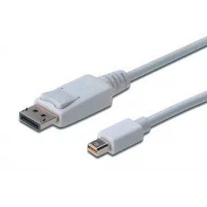 DisplayPort (DP) <-> Mini DisplayPort (mini DP) Bağlantı Kablosu, DP Erkek - mini DP Erkek, 3 metre, kilit mekanizmalı, DP 1.1a uyumlu, UL, beyaz renk
