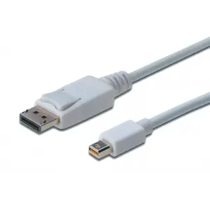 DisplayPort (DP) <-> Mini DisplayPort (mini DP) Bağlantı Kablosu, DP Erkek - mini DP Erkek, 1 metre, kilit mekanizmalı, DP 1.1a uyumlu, UL, beyaz renk