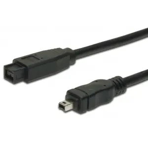 FireWire 800 Bağlantı Kablosu, 9 pin erkek - 4 pin erkek, 1.80 metre, AWG: 26/28, IEEE 1394-2008, UL, siyah renk