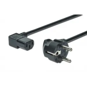 Güç Kablosu, CEE 7/7 (Typ-F) - C13, 90ø açılı, Erkek / Dişi,  1.8 metre, H05VV-F3G 0.75qmm, siyah renk<br>Power Cord, CEE 7/7 (Typ-F) - C13, 90ø angled M/F, 1.8m, H05VV-F3G 0.75qmm, black