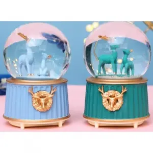 Mavi-Yeşil Geyik Kar Küresi Küçük Boy