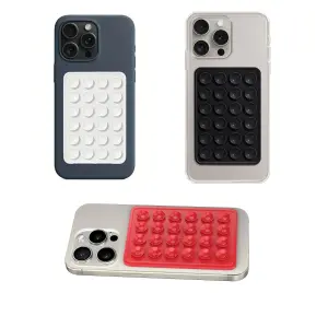 Telefon Arkası Silikon Vantuz Güçlü Tutucu Siyah - Beyaz - Kırmızı 3 Lü Set