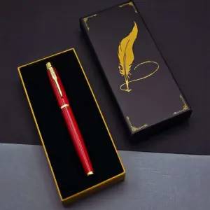 Tüylü Kalem Motif Kutulu Kırmızı Roller Kalem