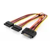 Dahili Y-güç kaynağı kablosu, Erkek/Dişi/Dişi, 0.3 metre,SATA 15-pin - 2 x SATA 15-pin<br>Internal Y-power supply cable M/F/F, 0.3m, SATA 15-pin - 2x SATA 15-pin