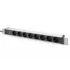 Digitus 1U Aluminyum PDU, 19  Rack Kabine Monte Edilebilir, 8 x priz çıkışlı, 2 metre güç kablolu, C320 priz yuvası, voltaj değeri 250 VAC 50 / 60 Hz, akım 16A, maksimum güç 4000 WDigitus 1