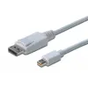 DisplayPort (DP) <-> Mini DisplayPort (mini DP) Bağlantı Kablosu, DP Erkek - mini DP Erkek, 3 metre, kilit mekanizmalı, DP 1.1a uyumlu, UL, beyaz renk