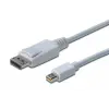 DisplayPort (DP) <-> Mini DisplayPort (mini DP) Bağlantı Kablosu, DP Erkek - mini DP Erkek, 1 metre, kilit mekanizmalı, DP 1.1a uyumlu, UL, beyaz renk