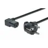 Güç Kablosu, CEE 7/7 (Typ-F) - C13, 90ø açılı, Erkek / Dişi,  1.8 metre, H05VV-F3G 0.75qmm, siyah renk<br>Power Cord, CEE 7/7 (Typ-F) - C13, 90ø angled M/F, 1.8m, H05VV-F3G 0.75qmm, black