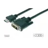 HDMI <-> DVI-D Adaptörü, HDMI Tip A Erkek - DVI-D (18+1) Erkek, 2 metre, HDMI 1.3, UL, siyah renk