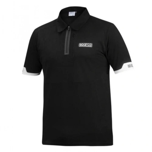 SPARCO Fermuarlı Polo Yaka Erkek Tişört Siyah M