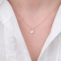 14 Ayar Altın Beyaz Minimal Kalp Kolye 604