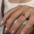 14 Ayar Altın Pembe Taşlı Yüzük 971