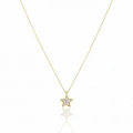 14 Ayar Altın Taşlı Minimal Yıldız Kolye 418