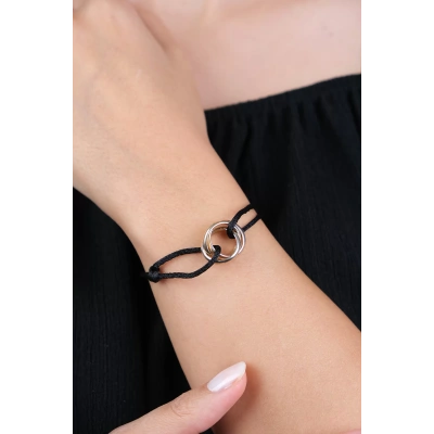 14 Ayar Altın 3 Halkalı Siyah İpli Bileklik 152