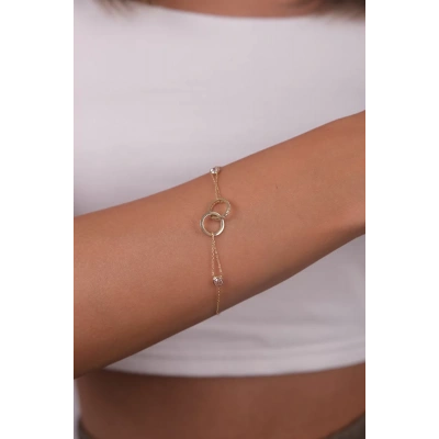 14 Ayar Altın Taşlı İkili Halka Bileklik 27