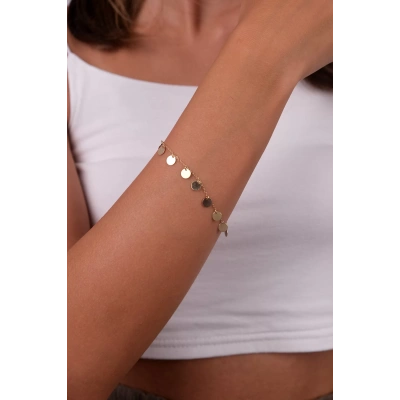 14 Ayar Altın Pul Sallantılı Bileklik 29