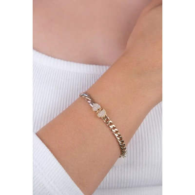 14 Ayar Altın Üç Renk Sarmal Zincir Bileklik 246