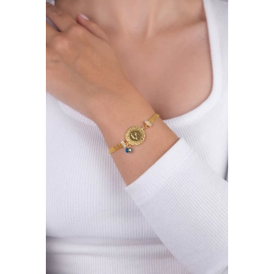 14 Ayar Altın Zincirli Çeyrekli Bileklik 250