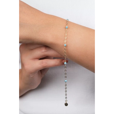 14 Ayar Altın Nazar Boncuklu Çocuk Bileklik 39