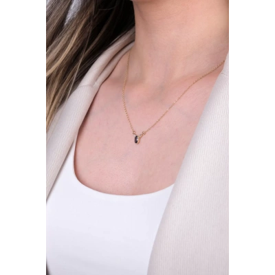 14 Ayar Altın Lacivert Taşlı Kolye 252