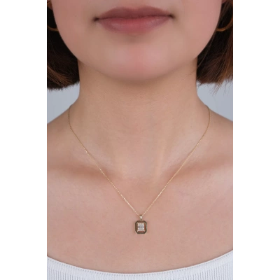 14 Ayar Altın Taşlı Baget Kolye 24