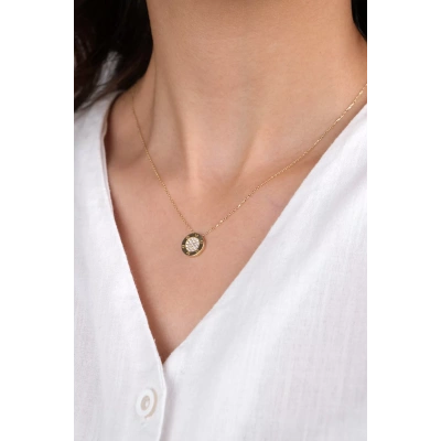 14 Ayar Altın Taşlı Yuvarlak Kolye 249