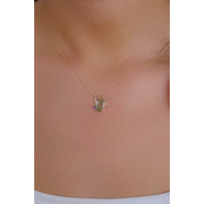 14 Ayar Altın Taşlı Nazar Boncuklu Melek Kolye 154