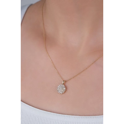 14 Ayar Altın Taşlı Yuvarlak Kolye 12