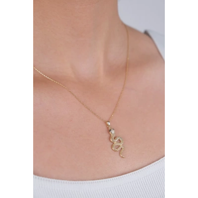 14 Ayar Altın Yılan Kolye 91