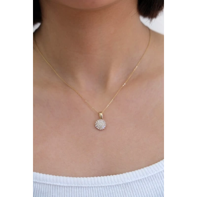 14 Ayar Altın Taşlı Yuvarlak Kolye 111