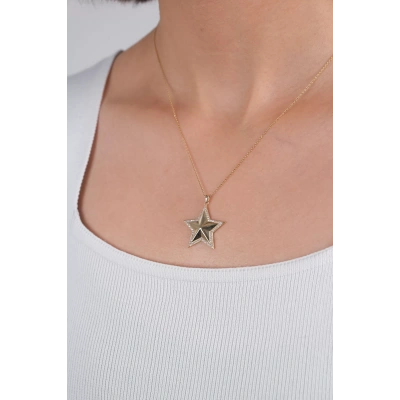 14 Ayar Altın Taşlı Yıldız Kolye 149