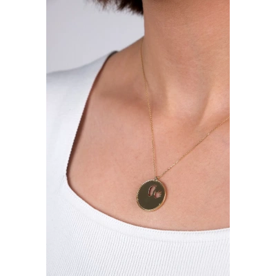 14 Ayar Altın Ayak ve El İzi Kolye 37