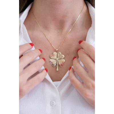 14 Ayar Altın Yonca Kolye Ucu 56