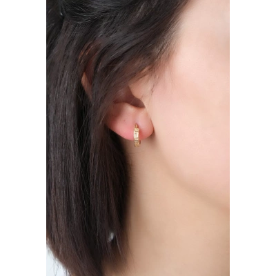 14 Ayar Altın Desenli Halka Küpe 297