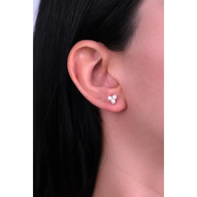 14 Ayar Altın Üçlü İnci Küpe 158