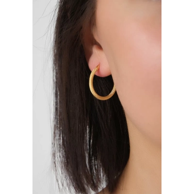 14 Ayar Altın Desenli Halka Küpe 280