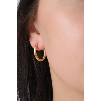 14 Ayar Altın Desenli Halka Küpe 292