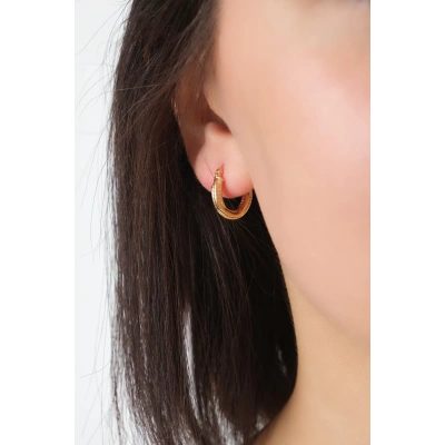 14 Ayar Altın Desenli Halka Küpe 295