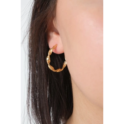 14 Ayar Altın Burgu Desen Halka Küpe 290