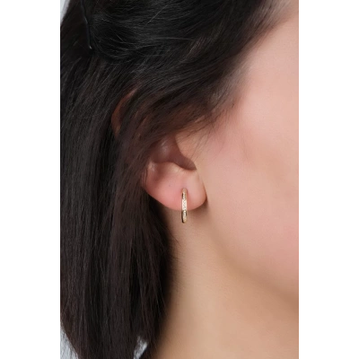 14 Ayar Altın Taşlı Halka Küpe 123