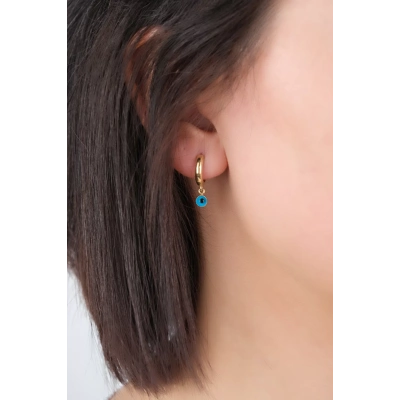 14 Ayar Altın Göz Nazar Sallantılı Küpe 270