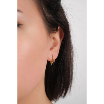 14 Ayar Altın Taşlı Yıldız Küpe 44