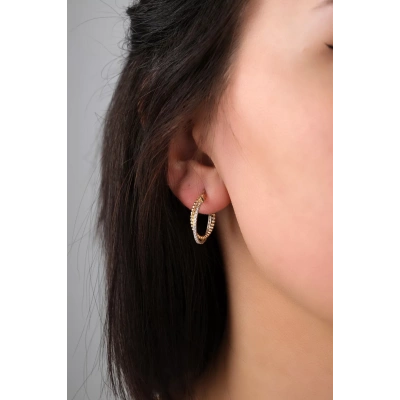 14 Ayar Altın İkili Halka Küpe 218