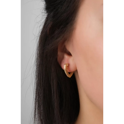 14 Ayar Altın Taşlı Kalp Küpe 45