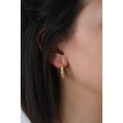 14 Ayar Altın Desenli Halka Küpe 282